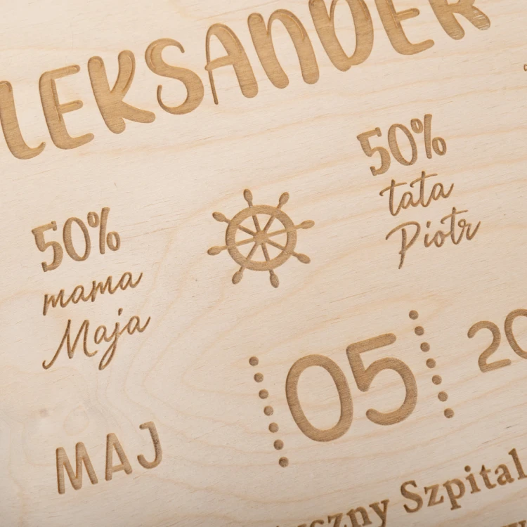 Holz-Messlatte für Kinder, lasergraviert - Taufgeschenk - MET001
