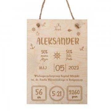 Holz-Messlatte für Kinder, lasergraviert - Taufgeschenk - MET001