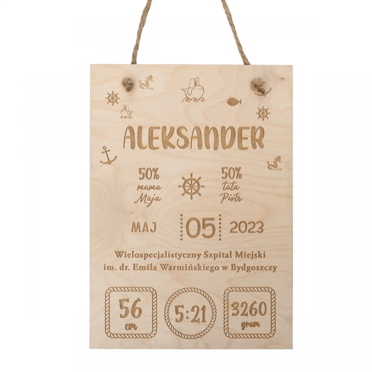 Holz-Messlatte für Kinder, lasergraviert - Taufgeschenk - MET001