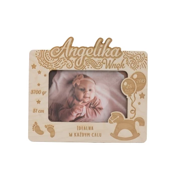 Holzrahmen mit Gravur für Babyfoto - RAM002