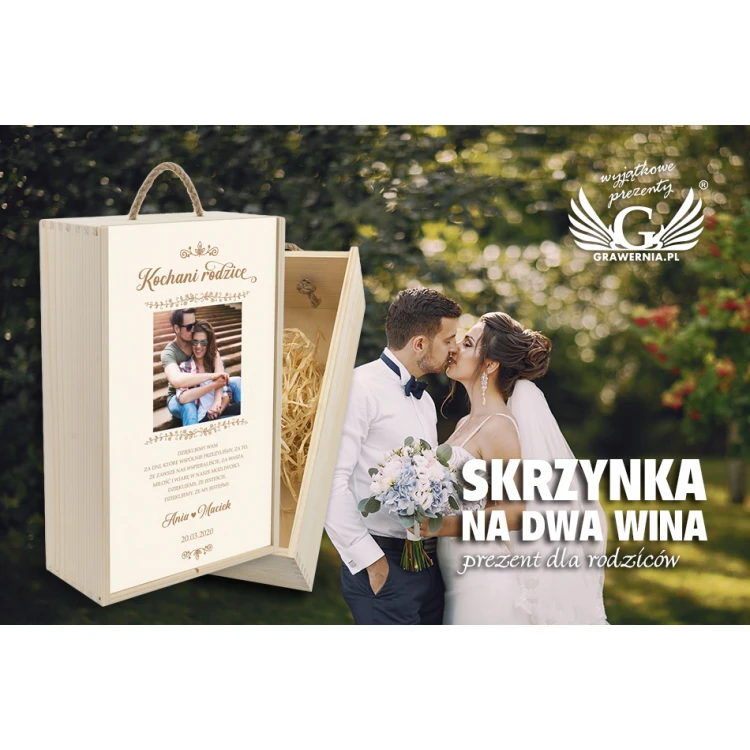 Holzkiste für zwei Weinflaschen - Geschenk für Eltern - SK043