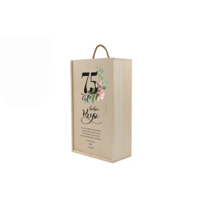Holzkiste für zwei Weinflaschen - Geschenk für Oma - SK047
