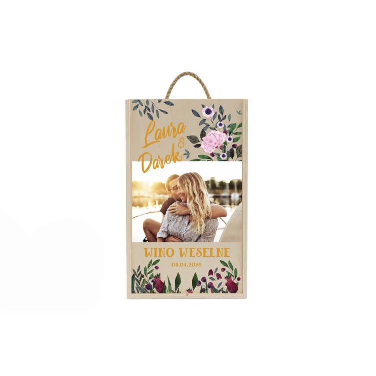 Holzkiste für zwei Weinflaschen - Geschenk für Hochzeitsgäste - SK046
