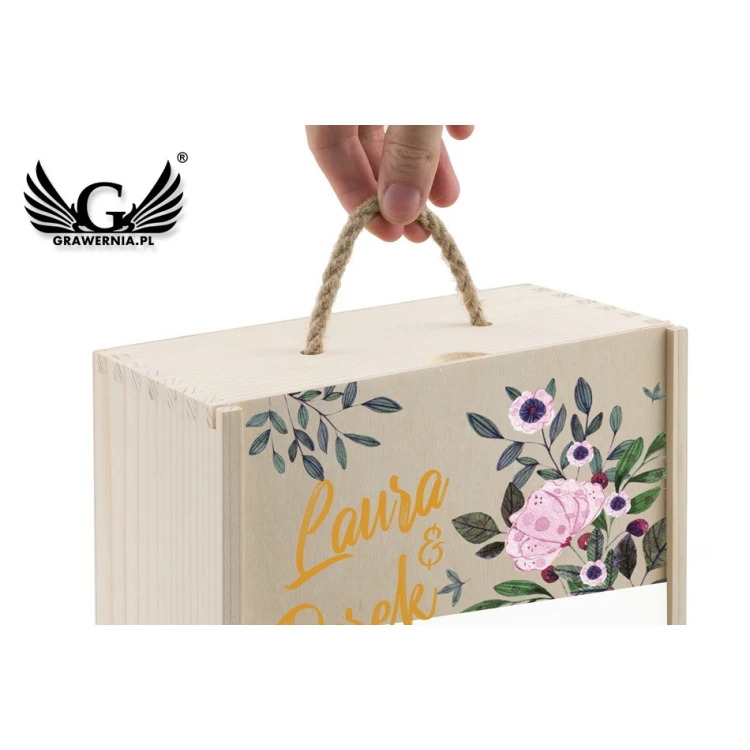 Holzkiste für zwei Weinflaschen - Geschenk für Hochzeitsgäste - SK046
