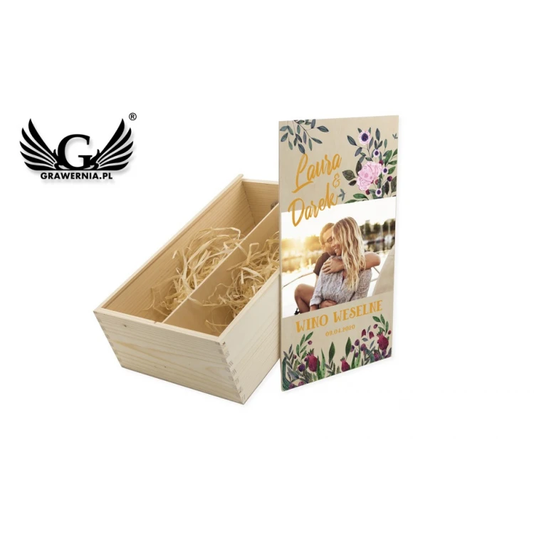 Holzkiste für zwei Weinflaschen - Geschenk für Hochzeitsgäste - SK046