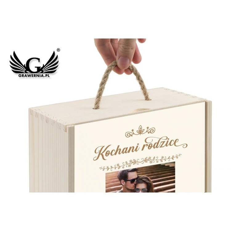 Holzkiste für zwei Weinflaschen - Geschenk für Eltern - SK043