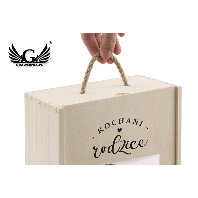 Holzkiste für zwei Weinflaschen - Geschenk für Eltern - SK044