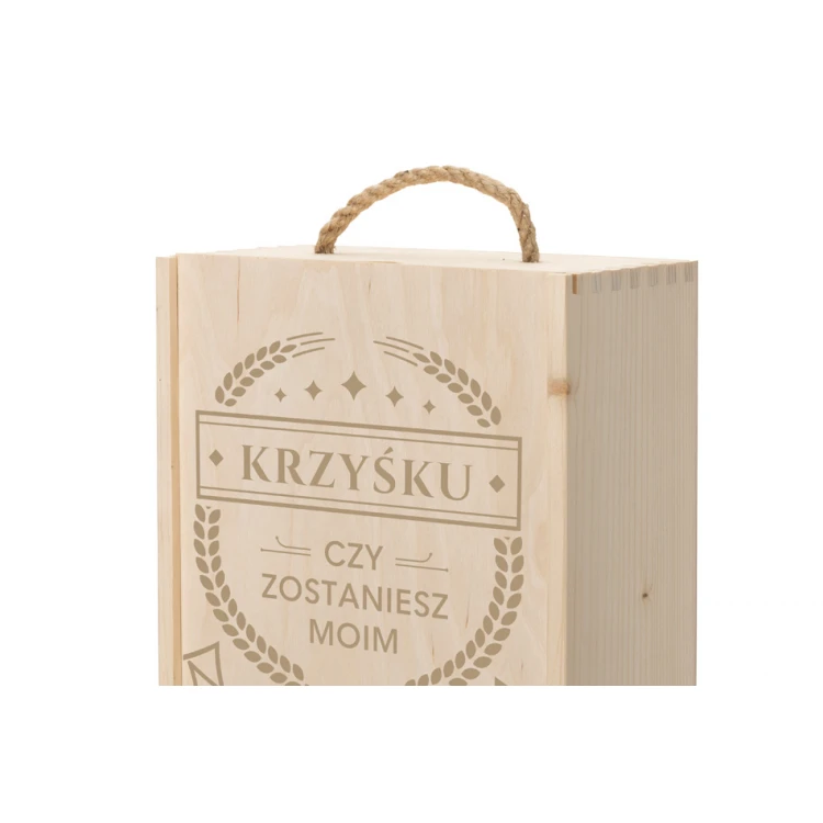 Holzkiste für Wodka mit einem Set von 6 Gläsern - Willst du mein Zeuge sein? - SK074