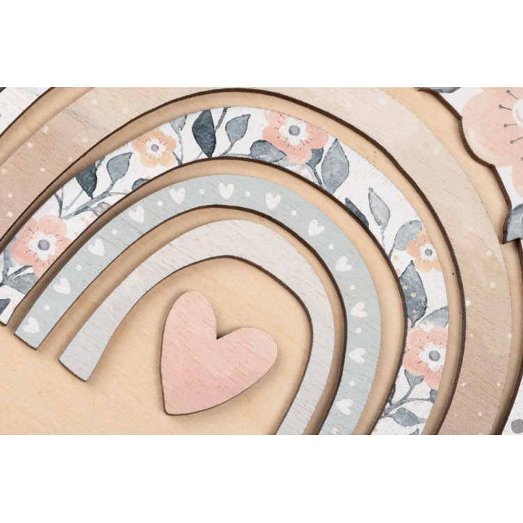 Holzschild mit Kindernamen - Regenbogen 6 - Durchmesser 290mm - NAP043