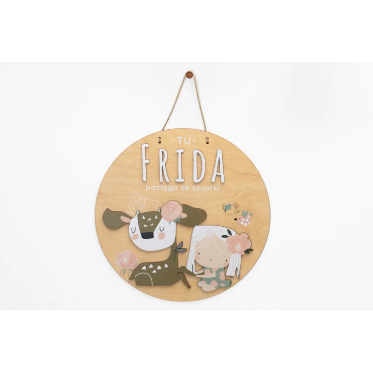 Holzschild mit Kindernamen - Sarenka - Durchmesser 290mm - NAP070
