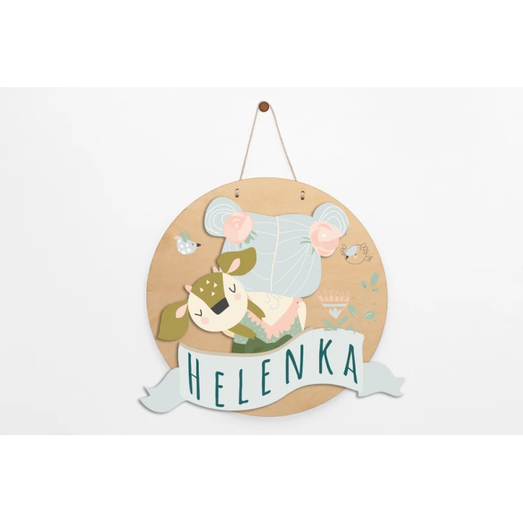 Holzschild mit Kindernamen - Sarenka - Durchmesser 290mm - NAP048