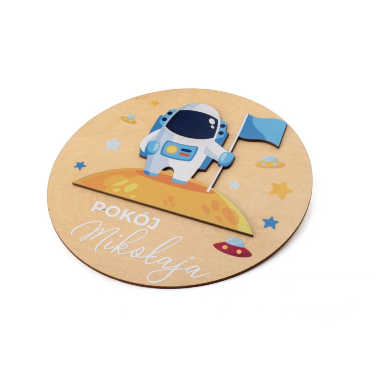 Holzschild mit Kindernamen - Astronaut - Durchmesser 290mm - NAP036