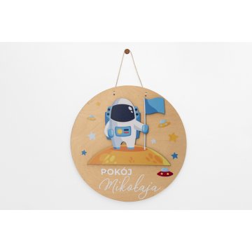 Holzschild mit Kindernamen - Astronaut - Durchmesser 290mm - NAP036