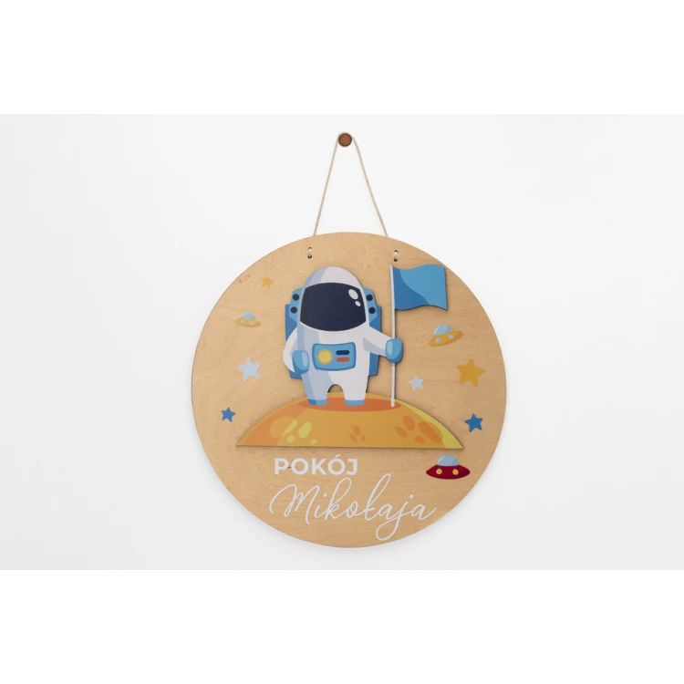 Holzschild mit Kindernamen - Astronaut - Durchmesser 290mm - NAP036