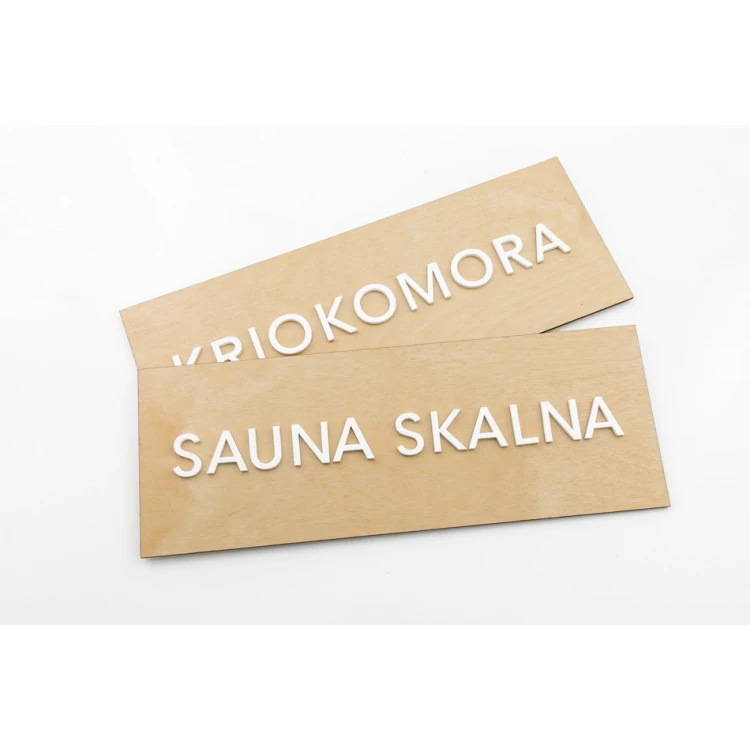 Holzschild mit erhabenem Plexiglastext - Abmessungen: 300x110mm - TAB069