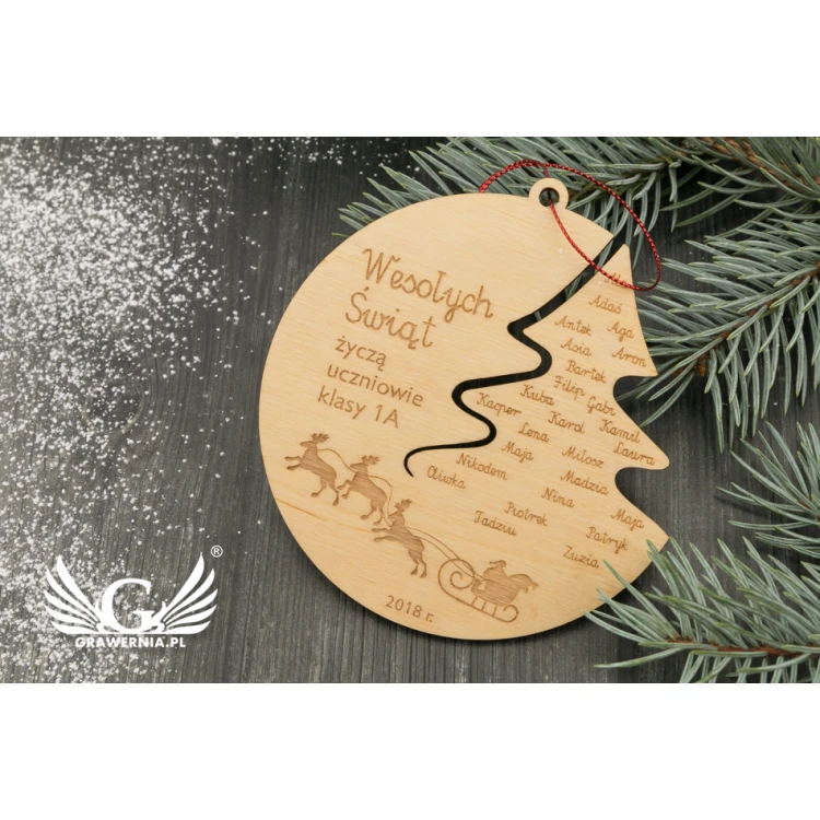 Holz-Weihnachtskugeln - Durchmesser: 100mm - graviert und gebeizt - BDR015
