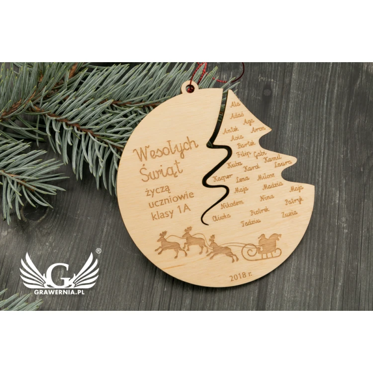 Holz-Weihnachtskugeln - Durchmesser: 100mm - graviert und gebeizt - BDR015