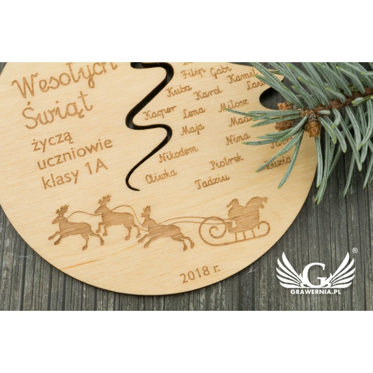 Holz-Weihnachtskugeln - Durchmesser: 100mm - graviert und gebeizt - BDR015