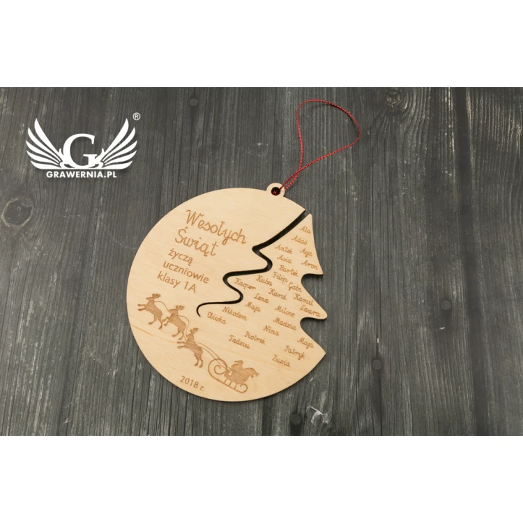 Holz-Weihnachtskugeln - Durchmesser: 100mm - graviert und gebeizt - BDR015