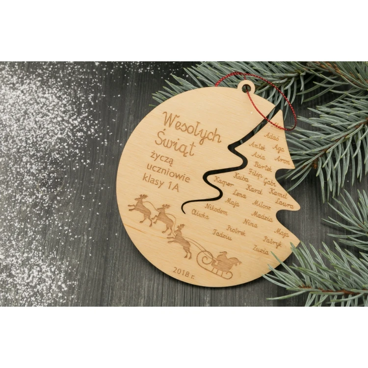 Holz-Weihnachtskugeln - Durchmesser: 100mm - graviert und gebeizt - BDR015