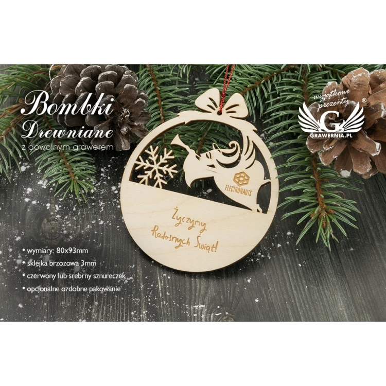 Holz-Weihnachtskugeln - Größe 80x93mm - individuelle Gravur - BDR017