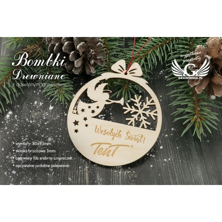 Holz-Weihnachtskugeln - Größe 80x93mm - individuelle Gravur - BDR018