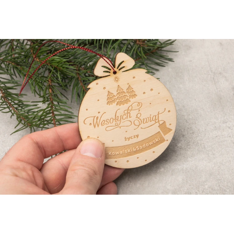 Holz-Weihnachtskugeln - Abm. 71x83mm - beliebige Gravur - BDR040