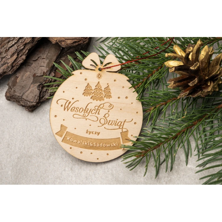 Holz-Weihnachtskugeln - Abm. 71x83mm - beliebige Gravur - BDR040