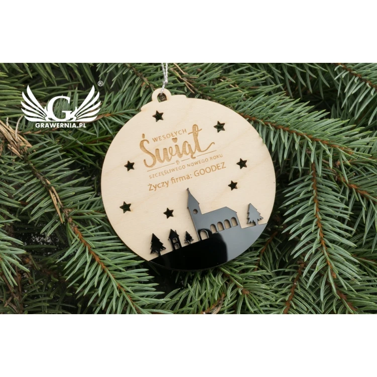 Weihnachtsbaumkugeln aus Holz und Plexiglas - Größe 80x86mm - beliebige Gravur - BDR020