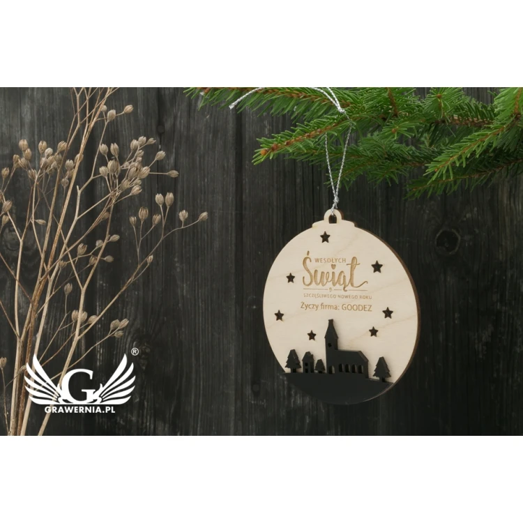 Weihnachtsbaumkugeln aus Holz und Plexiglas - Größe 80x86mm - beliebige Gravur - BDR020