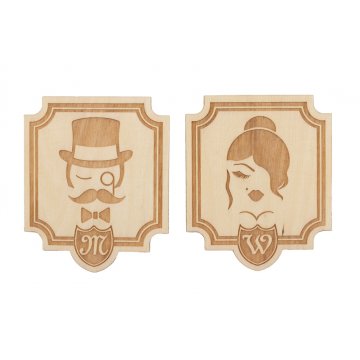 Holzschilder für Toiletten im Retro-Stil - TT009 - Größe 90x105mm