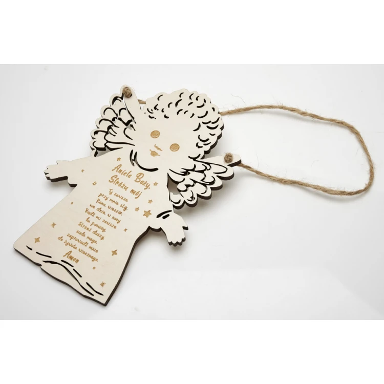 Holz Schutzengel - Taufgeschenk mit Gebet und Widmung - DEW007