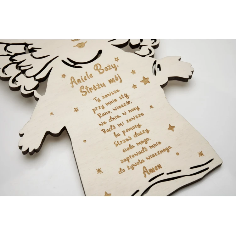 Holz Schutzengel - Taufgeschenk mit Gebet und Widmung - DEW007