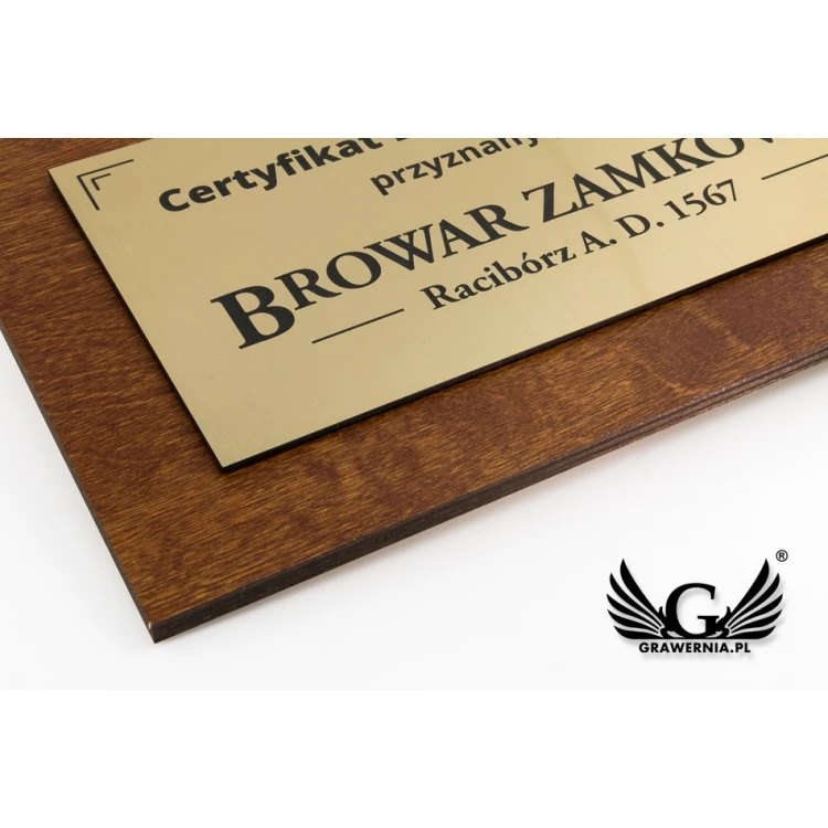 Holzzertifikat Andenken mit graviertem Schild - Abmessungen: 250x150mm - TAB104