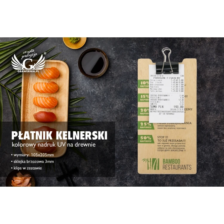 Holz Kellnerbörse - beliebiger UV-Druck - MEN023