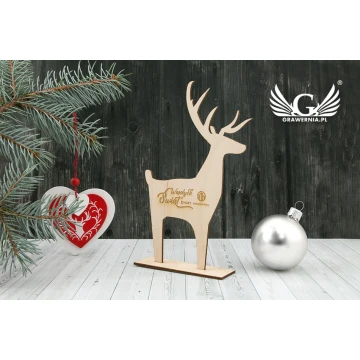 Holzrentier mit individueller Gravur - Höhe 18cm - DEK008