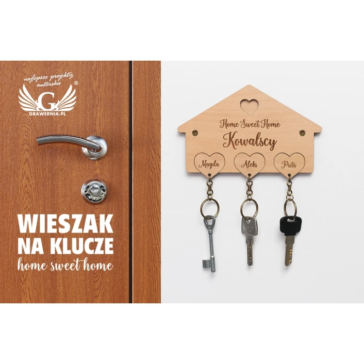 Holzschlüsselhalter Home Sweet Home - DEK016