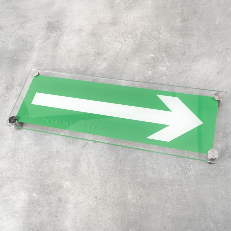 Evakuierungsroute - Plexiglas-Sicherheitsschild mit Braille-Schrift - Größe 350x120mm - TAB522