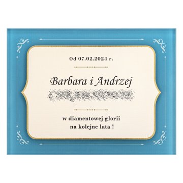 UV-bedrucktes Glasdiplom - Hochzeitstag - Größe 210x297mm (A4 Format) - DUV106