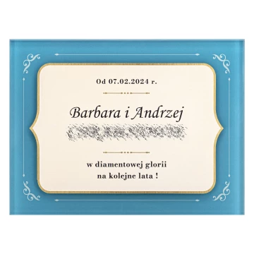 UV-bedrucktes Glasdiplom - Hochzeitstag - Größe 210x297mm (A4 Format) - DUV106