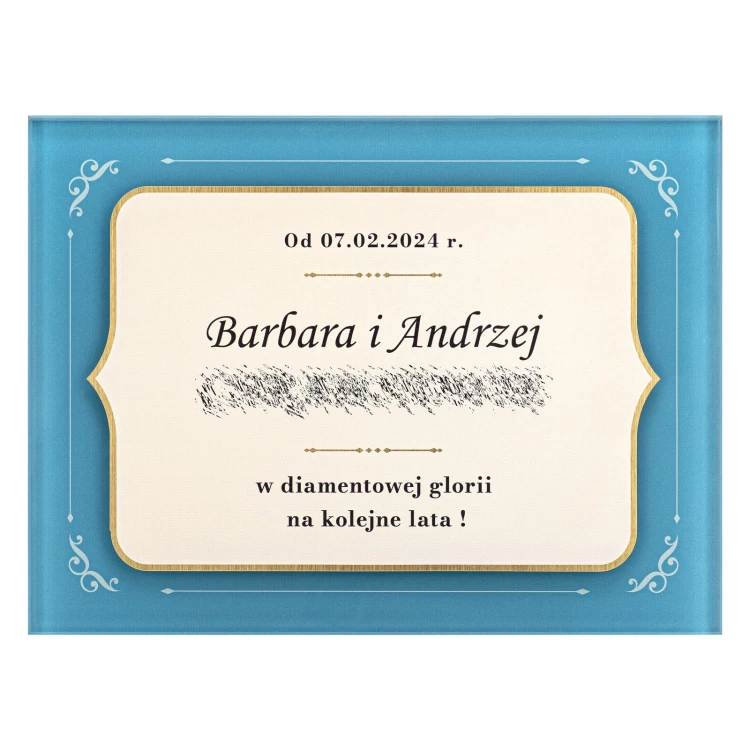 UV-bedrucktes Glasdiplom - Hochzeitstag - Größe 210x297mm (A4 Format) - DUV106