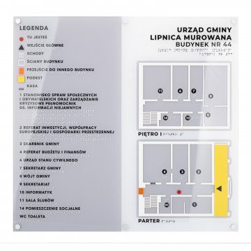Großer Typhlographie-Plan mit Braille-Schrift - Plexi und ADA - Maße: 560x530mm - TAB535