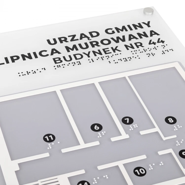 Großer Typhlographie-Plan mit Braille-Schrift - Plexi und ADA - Maße: 560x530mm - TAB535