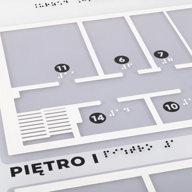 Großer Typhlographie-Plan mit Braille-Schrift - Plexi und ADA - Maße: 560x530mm - TAB535