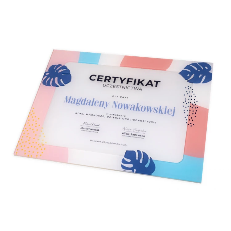 Akryl-Diplom - Teilnahmezertifikat - farbiger UV-Druck - DUV084