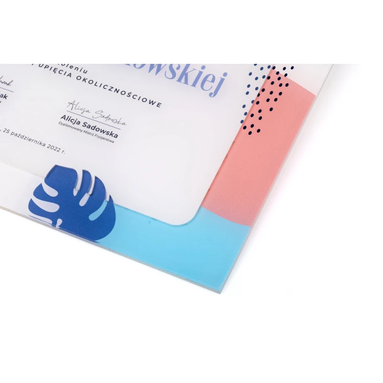 Akryl-Diplom - Teilnahmezertifikat - farbiger UV-Druck - DUV084