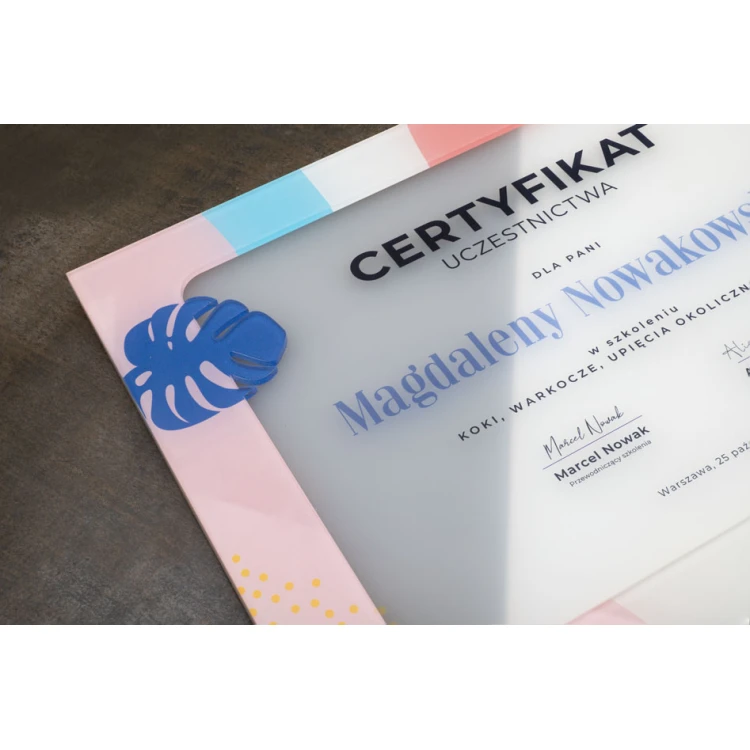 Akryl-Diplom - Teilnahmezertifikat - farbiger UV-Druck - DUV084
