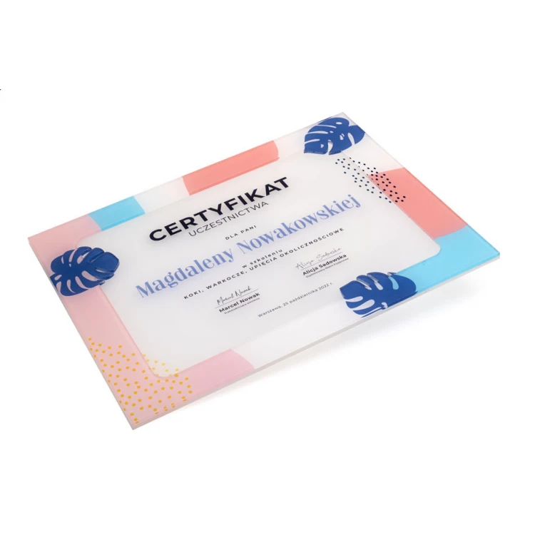 Akryl-Diplom - Teilnahmezertifikat - farbiger UV-Druck - DUV084