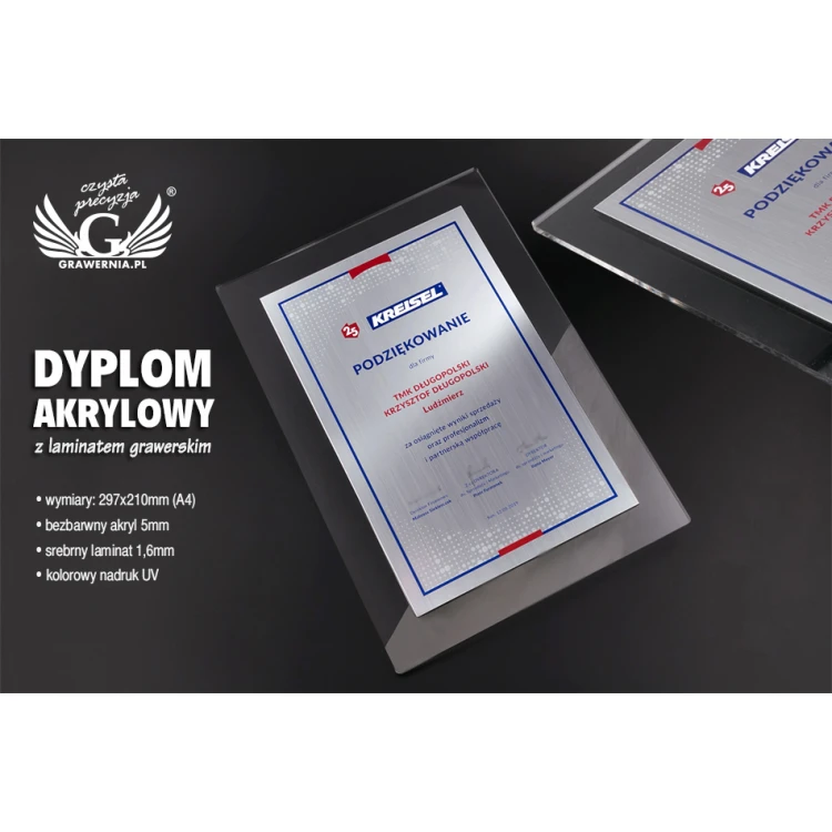 Akryl-Diplom - Dank für die Zusammenarbeit - Größe: 297x210mm (A4) - DUV035
