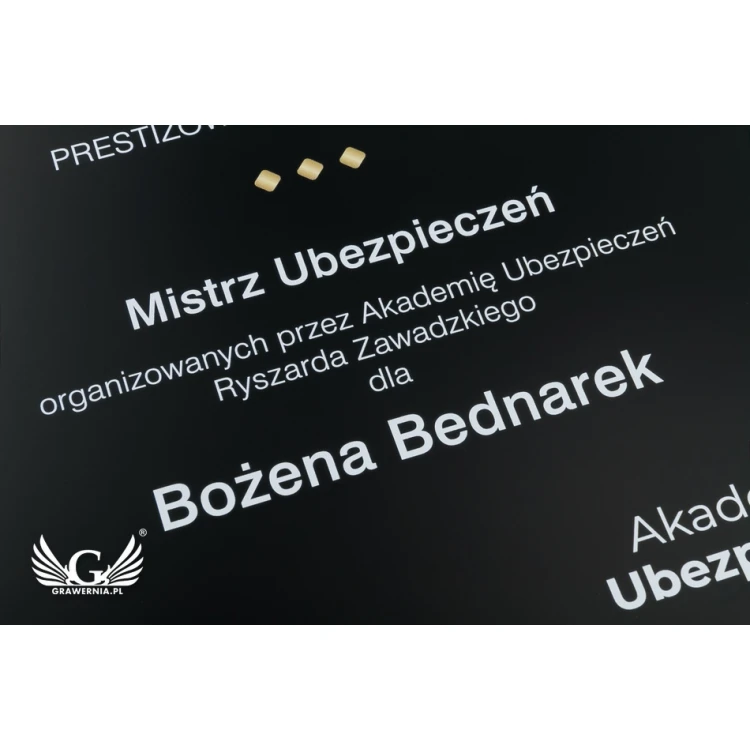 Exklusives Geschäftszertifikat Schwarzes Glas - Abmessungen: 400x300mm - DUV034